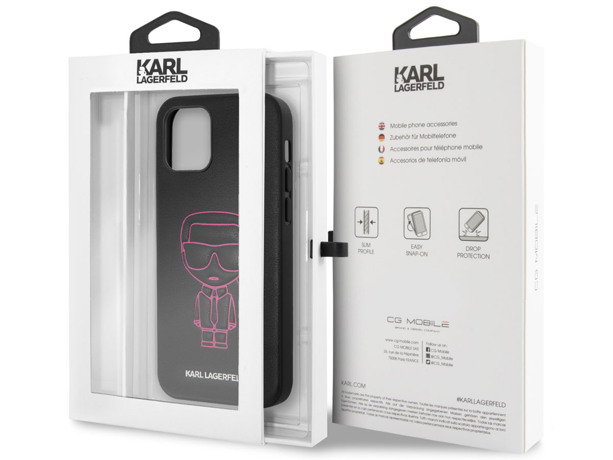 Karl Lagerfeld Ikonik Outline Case Roze - iPhone 12/12 Pro hoesje