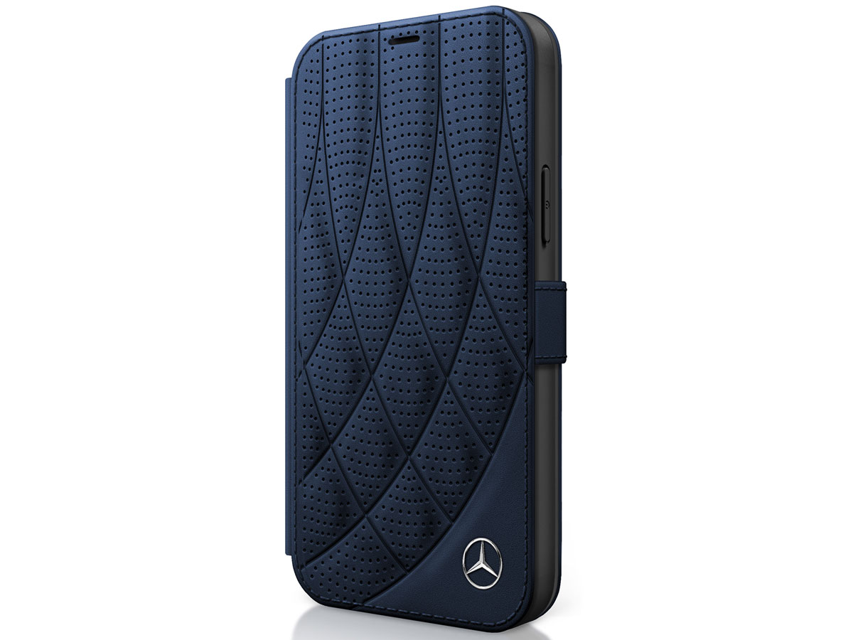 Mercedes-Benz Bow Leather Folio Blauw - iPhone 12/12 Pro hoesje