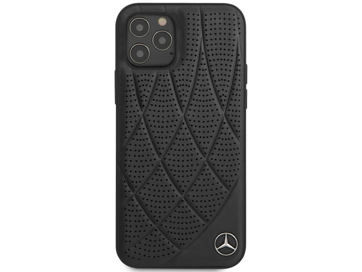 Mercedes-Benz Bow Line Leather Case Zwart - iPhone 12/12 Pro hoesje