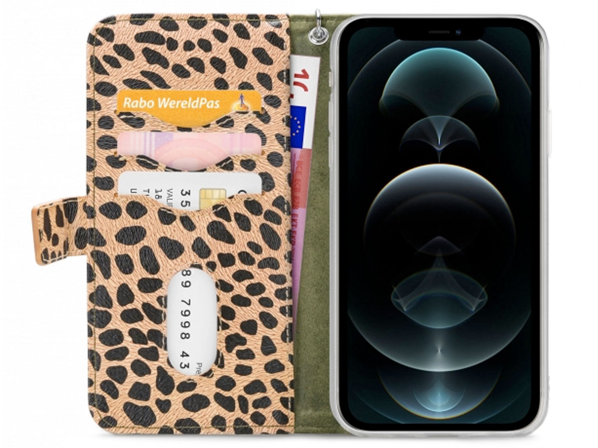 Mobilize 2in1 Magnet Zipper Case Green Leopard - iPhone 12/12 Pro hoesje