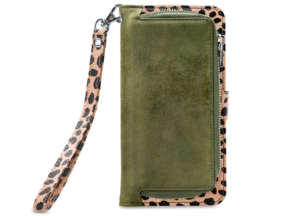 Mobilize 2in1 Magnet Zipper Case Green Leopard - iPhone 12/12 Pro hoesje