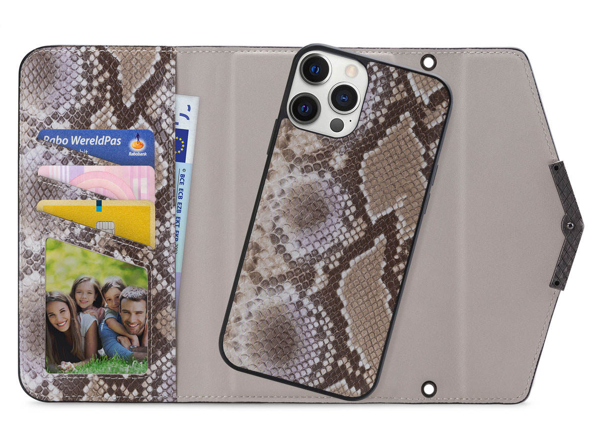 Mobilize Elegant Magnet Clutch Beige Snake - iPhone 12 / 12 Pro hoesje