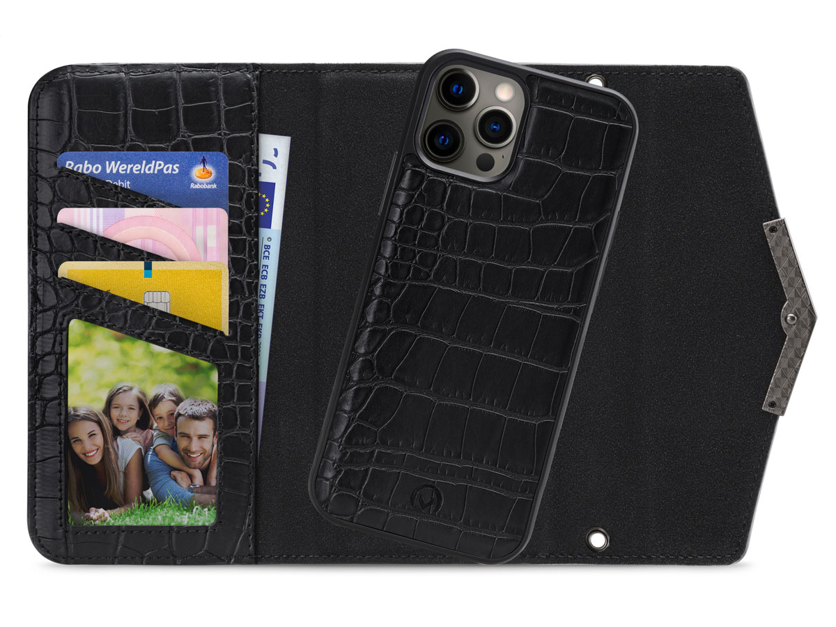 Mobilize Elegant Magnet Clutch Black Croco - iPhone 12 / 12 Pro hoesje