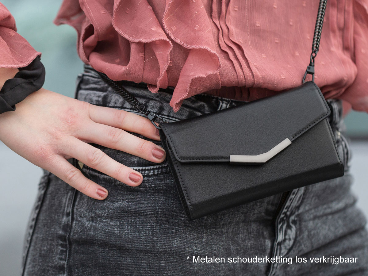 Mobilize Elegant Magnet Clutch Black Velvet - iPhone 12 / 12 Pro hoesje