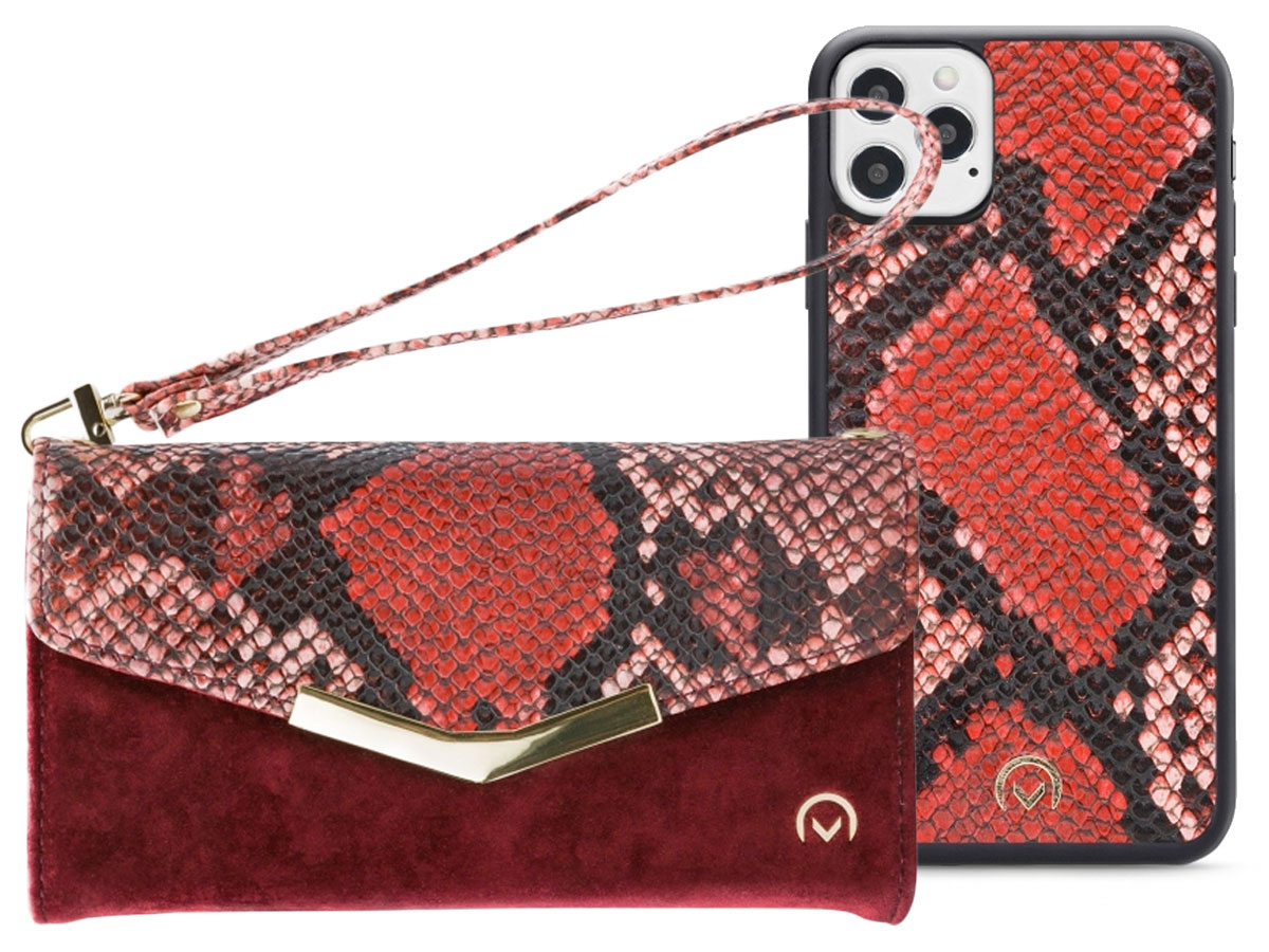 Mobilize Elegant Magnet Clutch Red Snake - iPhone 12 / 12 Pro hoesje