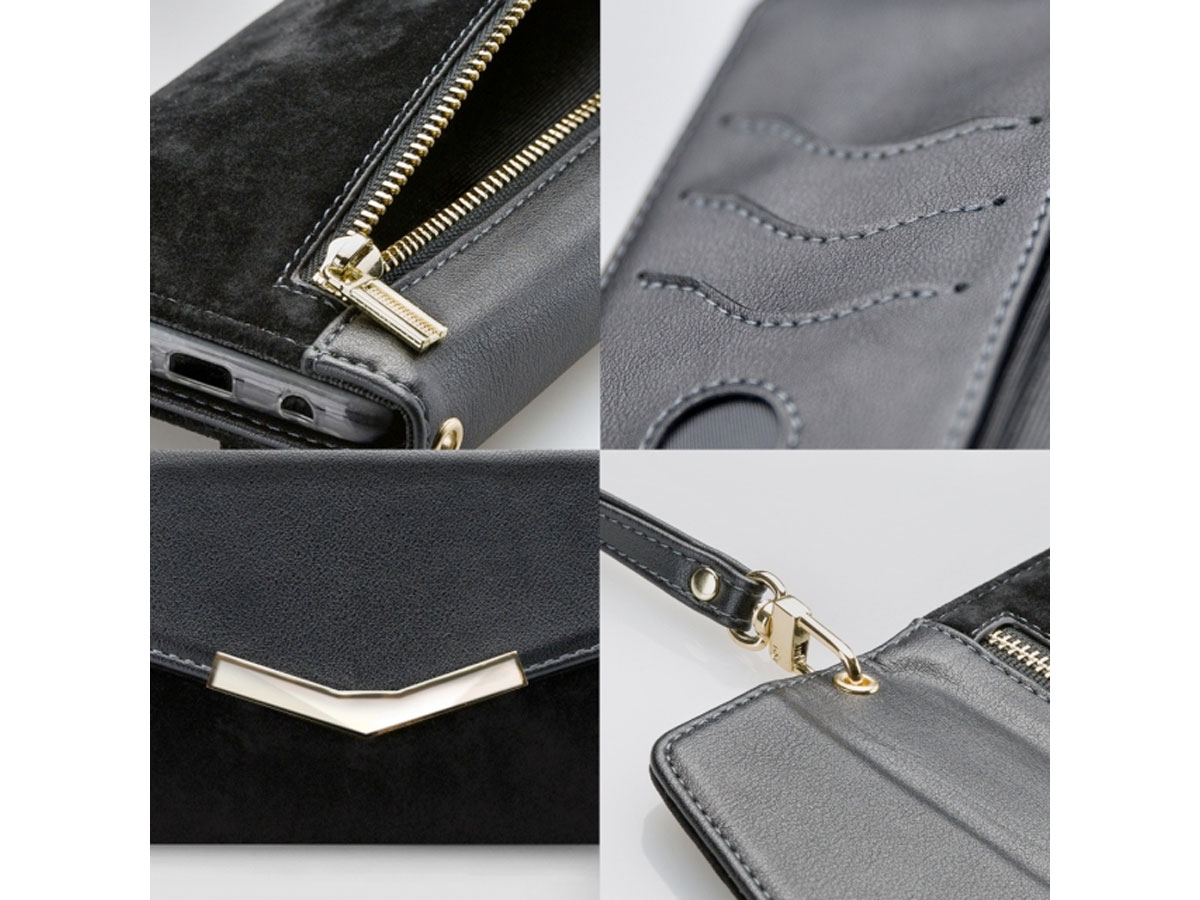 Mobilize Elegant Magnet Clutch Black Velvet - iPhone 12 / 12 Pro hoesje