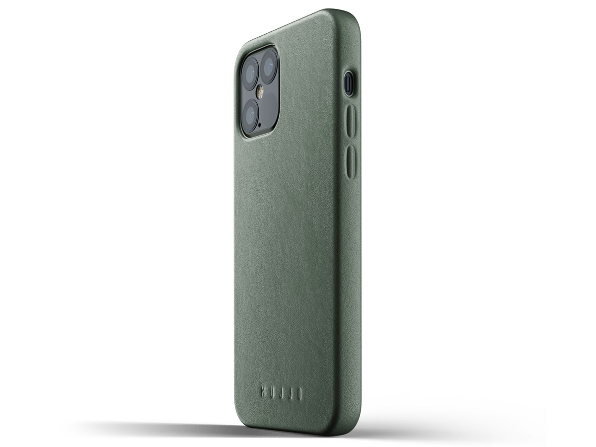 Mujjo Full Leather Case Groen - iPhone 12/12 Pro Hoesje Leer