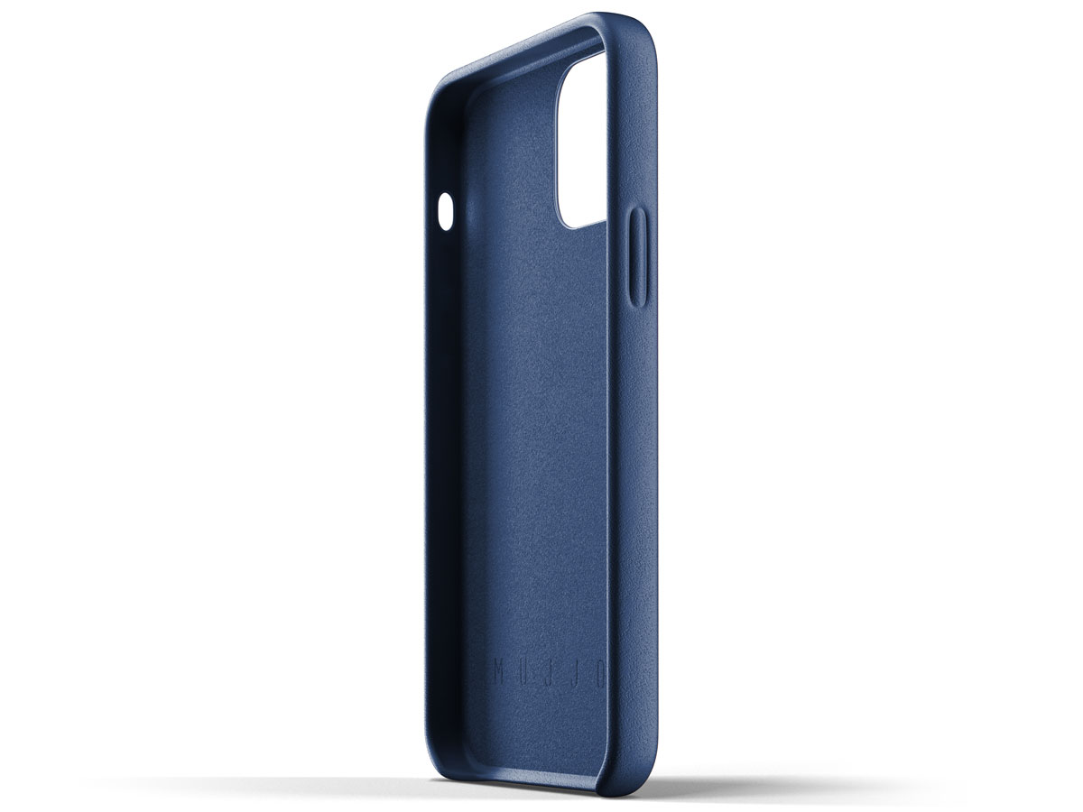 Mujjo Full Leather Wallet Case Blauw - iPhone 12/12 Pro Hoesje Leer