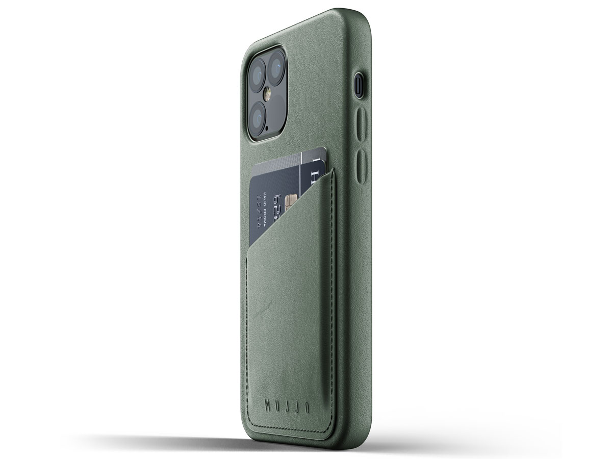 Mujjo Full Leather Wallet Case Groen - iPhone 12/12 Pro Hoesje Leer