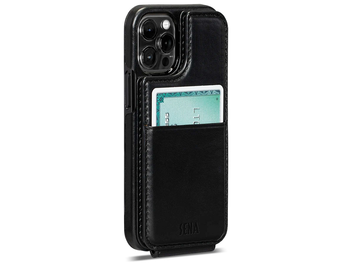 Sena WalletSkin Case Zwart - iPhone 12/12 Pro Hoesje Leer