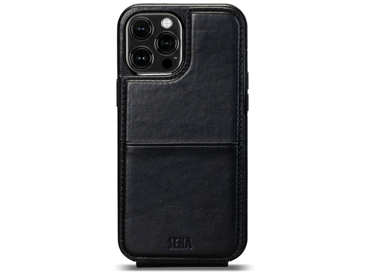 Sena WalletSkin Case Zwart - iPhone 12/12 Pro Hoesje Leer