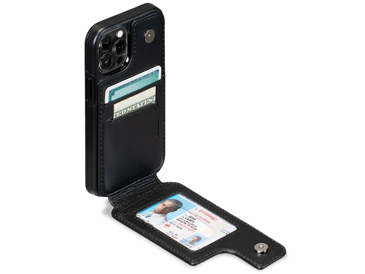 Sena WalletSkin Case Zwart - iPhone 12/12 Pro Hoesje Leer