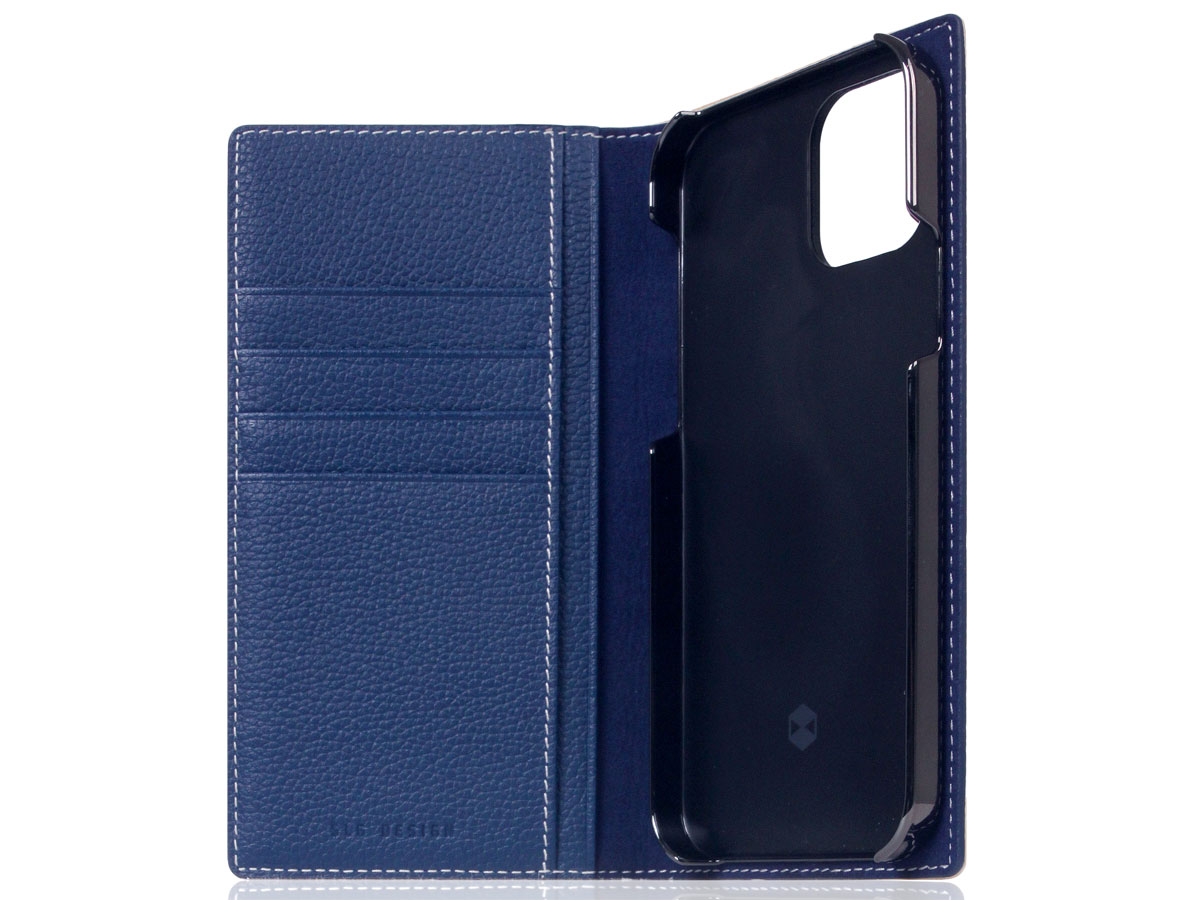 SLG Design D8 Folio Leer Navy Blue - iPhone 12/12 Pro hoesje