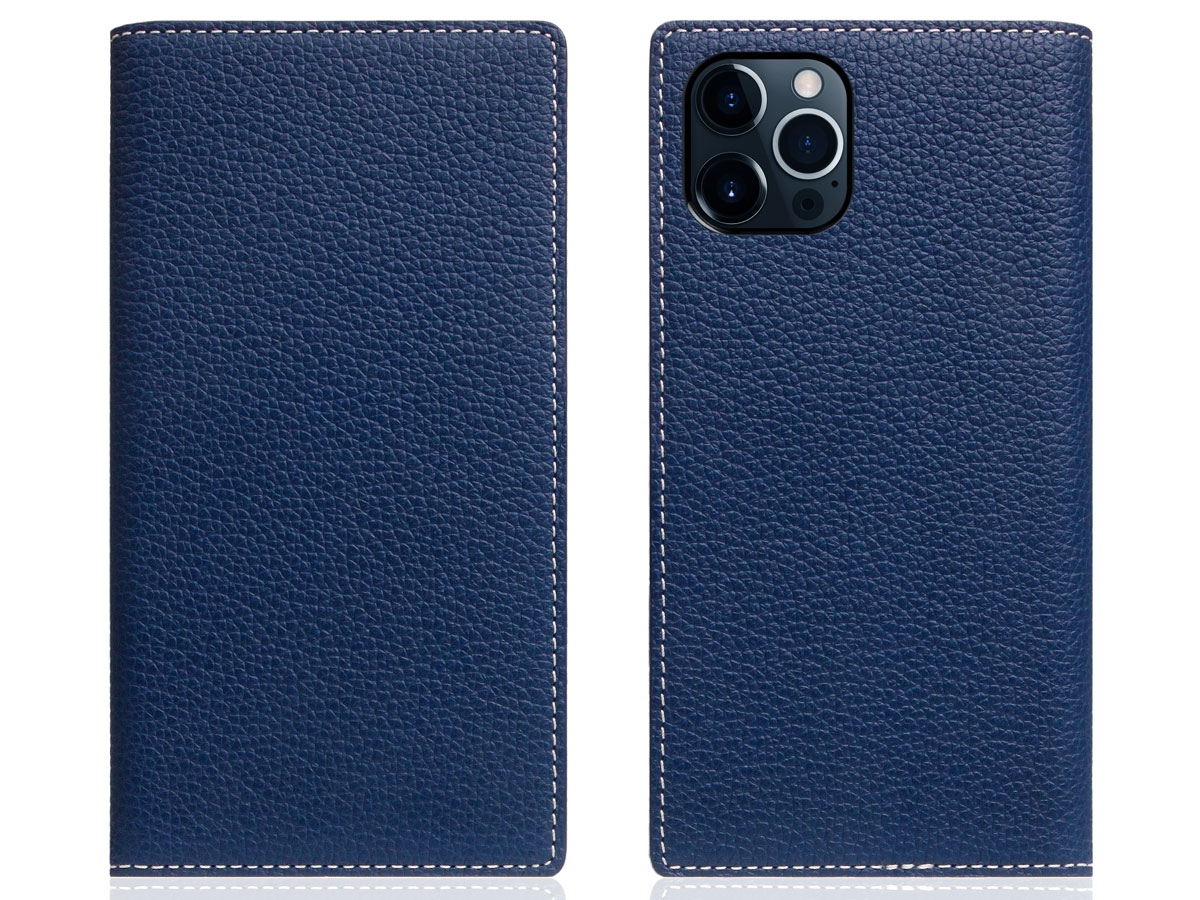 SLG Design D8 Folio Leer Navy Blue - iPhone 12/12 Pro hoesje