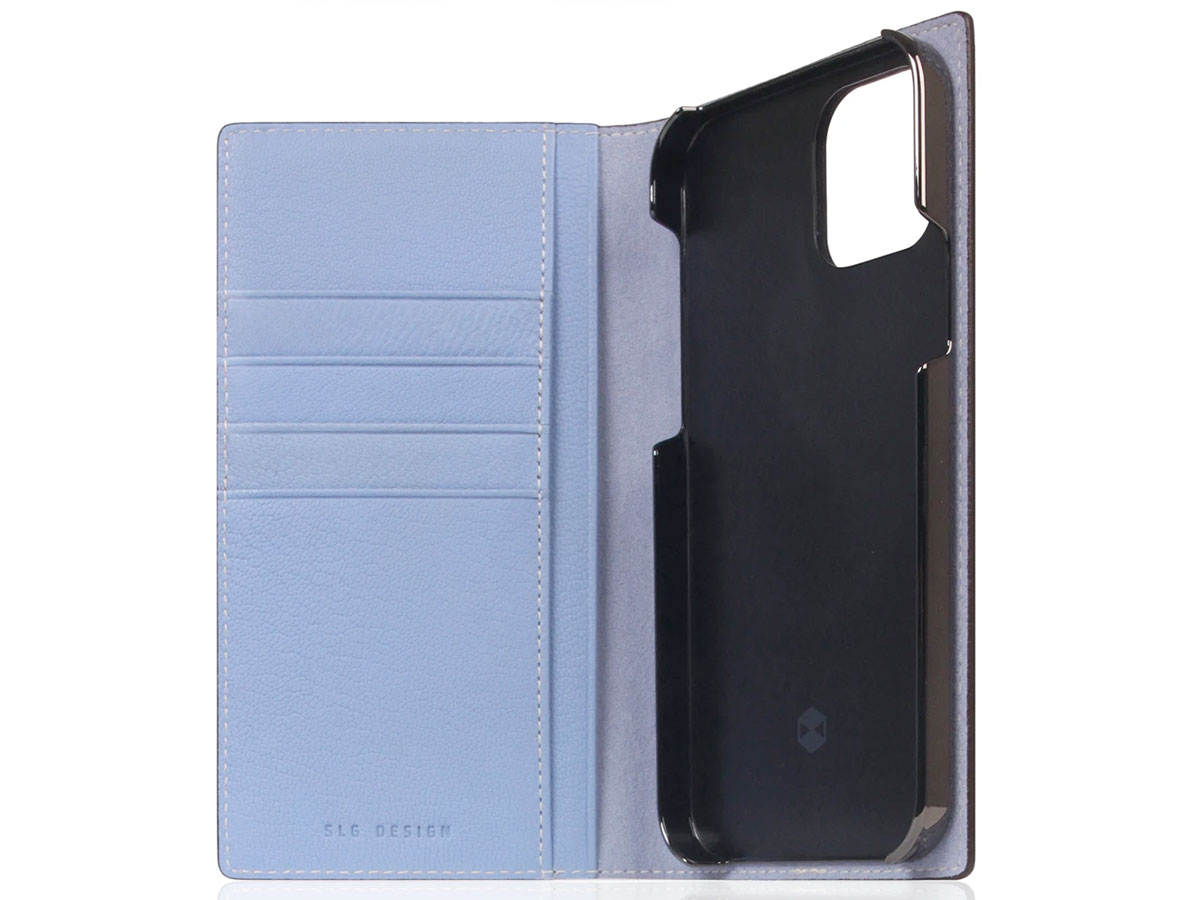 SLG Design D9 Chevere Sully Leer Blauw - iPhone 12/12 Pro hoesje