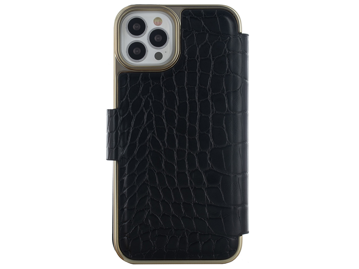 Ted Baker Black Croco Folio Case - iPhone 12/12 Pro Hoesje