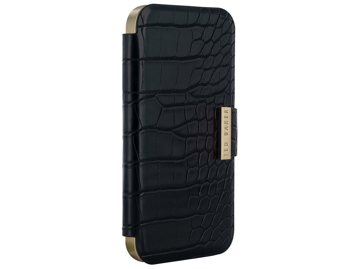 Ted Baker Black Croco Folio Case - iPhone 12/12 Pro Hoesje