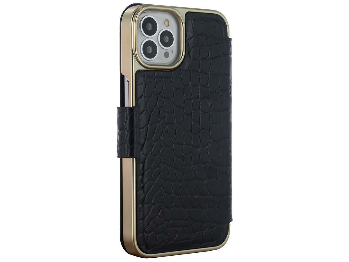 Ted Baker Black Croco Folio Case - iPhone 12/12 Pro Hoesje