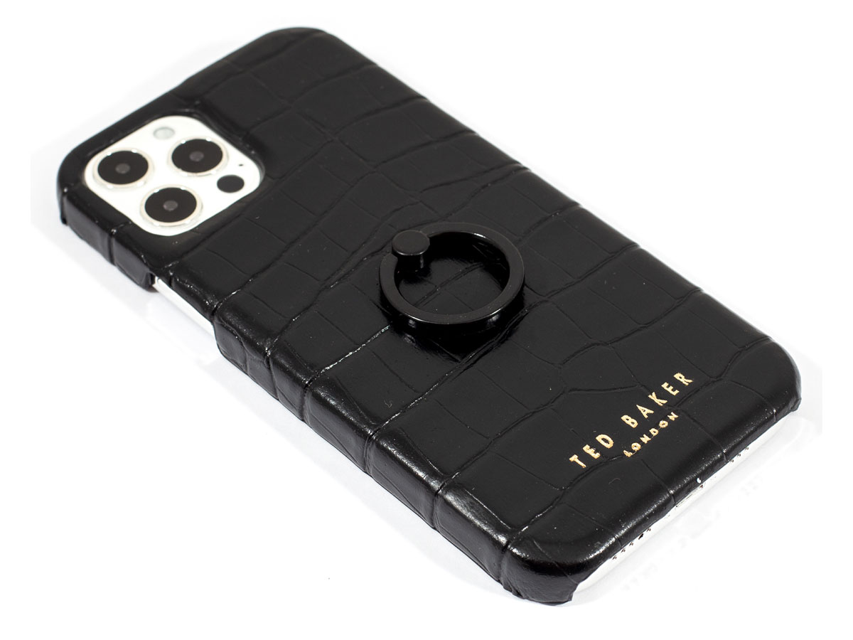 Ted Baker Croco Fingerloop Case Zwart - iPhone 12/12 Pro Hoesje