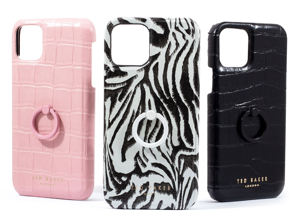 Ted Baker Croco Fingerloop Case Zwart - iPhone 12/12 Pro Hoesje