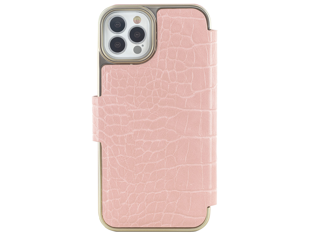 Ted Baker Pink Croco Folio Case - iPhone 12/12 Pro Hoesje