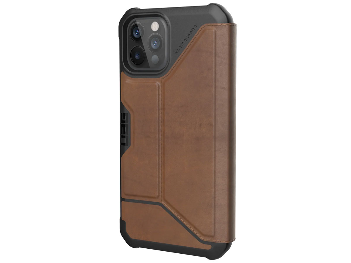 Urban Armor Gear Metropolis Leather Bruin - iPhone 12/12 Pro hoesje