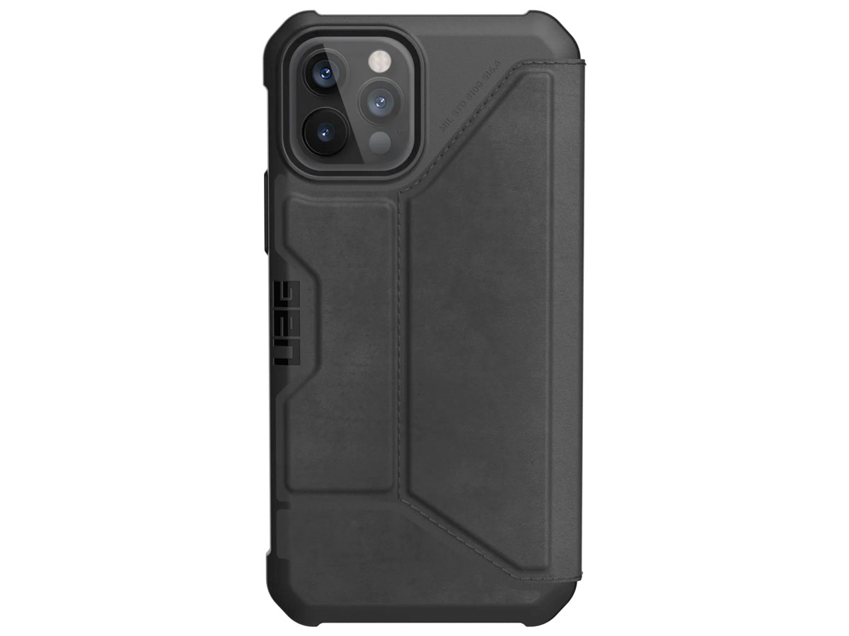 Urban Armor Gear Metropolis Leather Zwart - iPhone 12/12 Pro hoesje