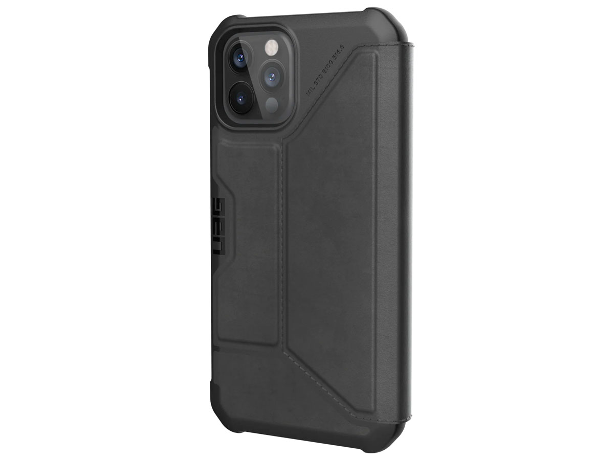 Urban Armor Gear Metropolis Leather Zwart - iPhone 12/12 Pro hoesje