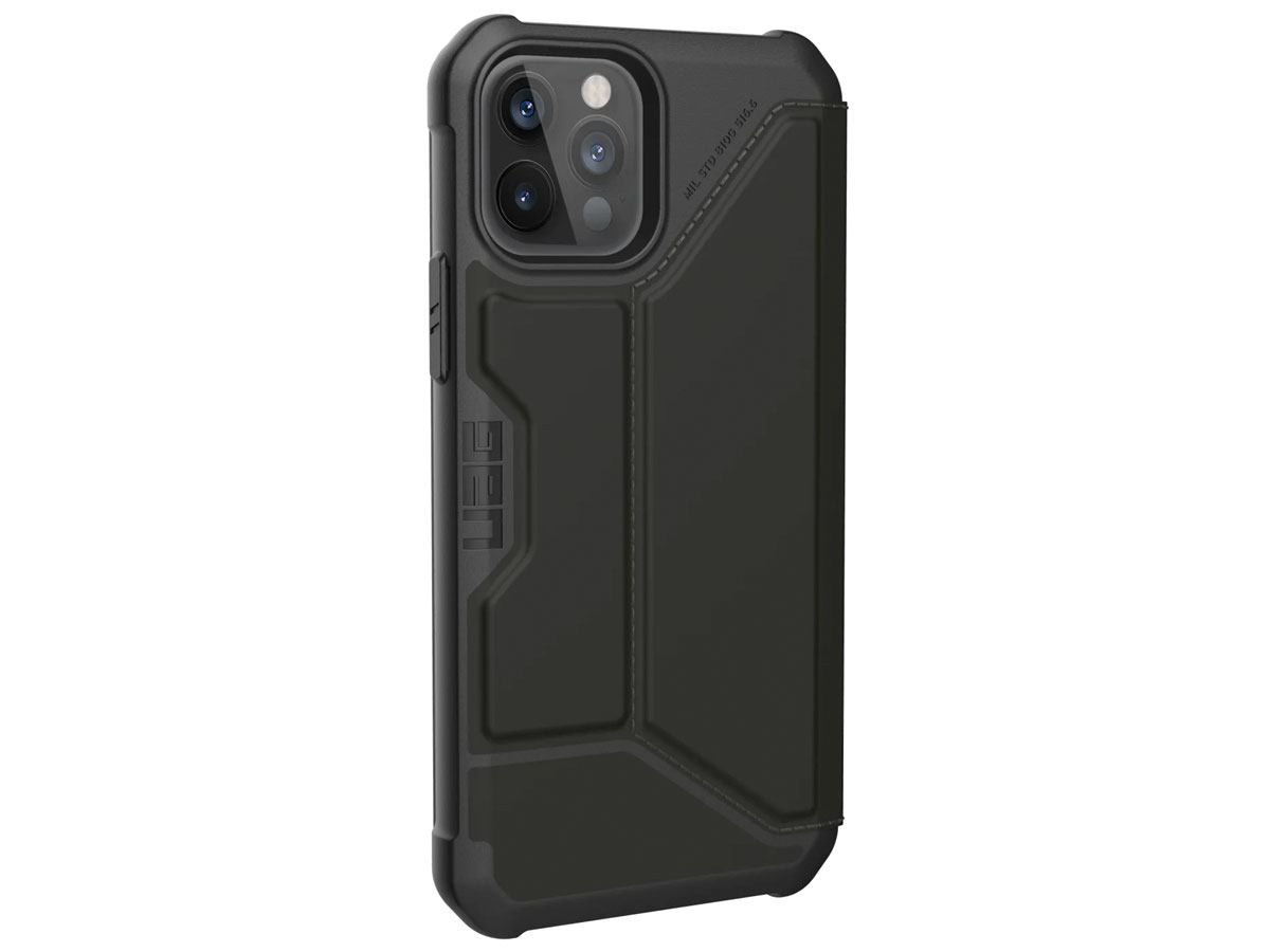 Urban Armor Gear Metropolis PU Zwart - iPhone 12/12 Pro hoesje