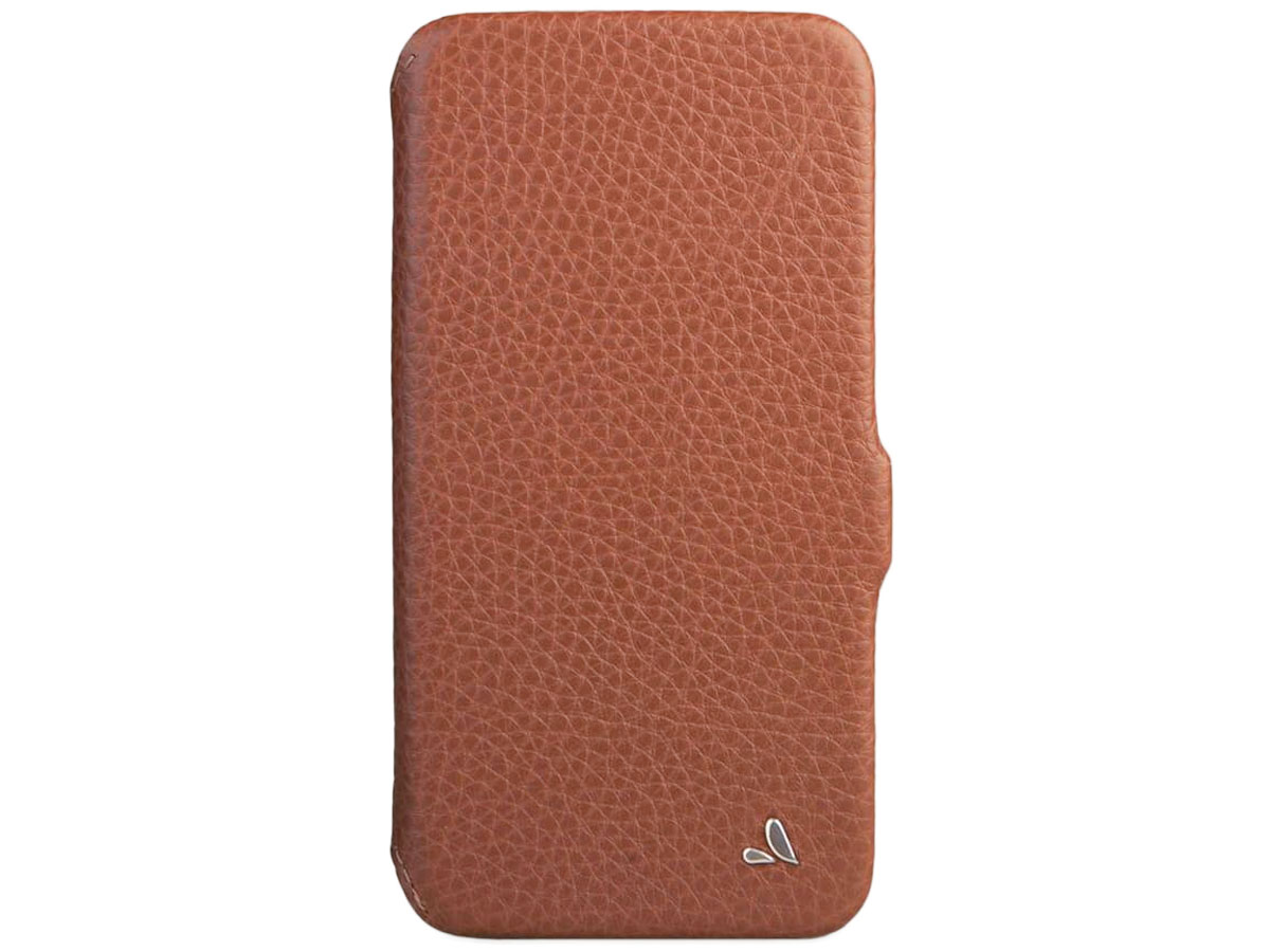 Vaja Folio MagSafe Leather Case Cognac - iPhone 12/12 Pro Hoesje Leer