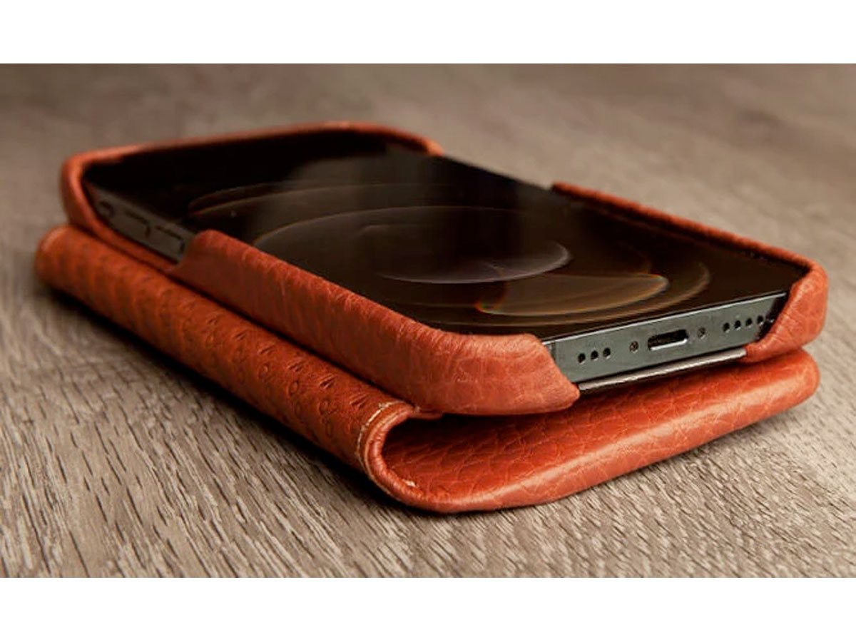 Vaja Folio MagSafe Leather Case Cognac - iPhone 12/12 Pro Hoesje Leer