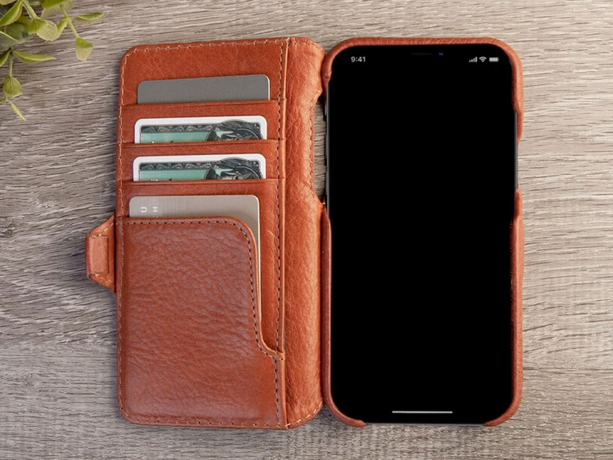 Vaja Wallet Agenda Case Cognac - iPhone 12/12 Pro Hoesje Leer