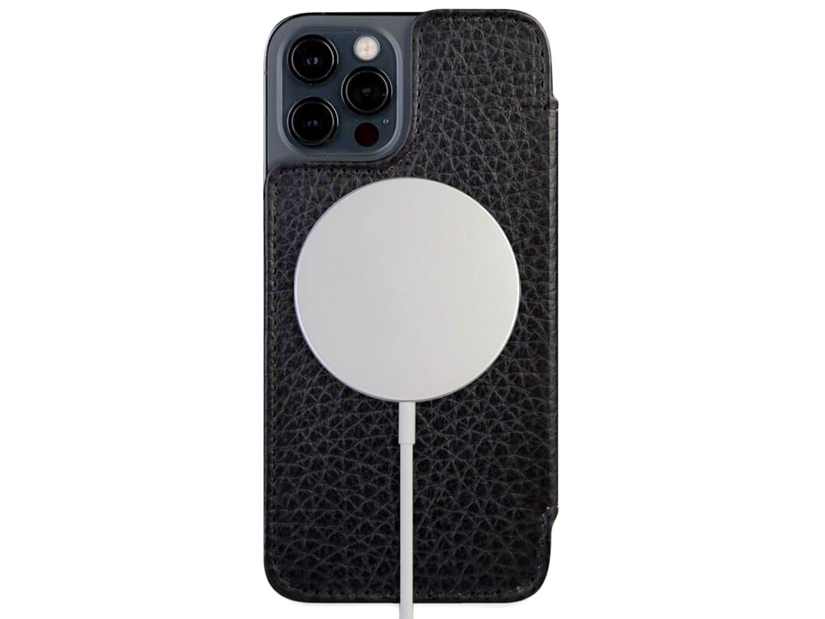 Vaja Nuova Pelle MagSafe Leather Case Zwart - iPhone 12/12 Pro Hoesje