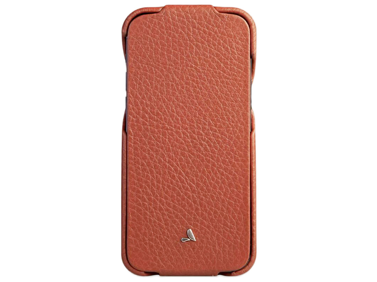 Vaja Top MagSafe Leather Flipcase Cognac - iPhone 12/12 Pro Hoesje Leer