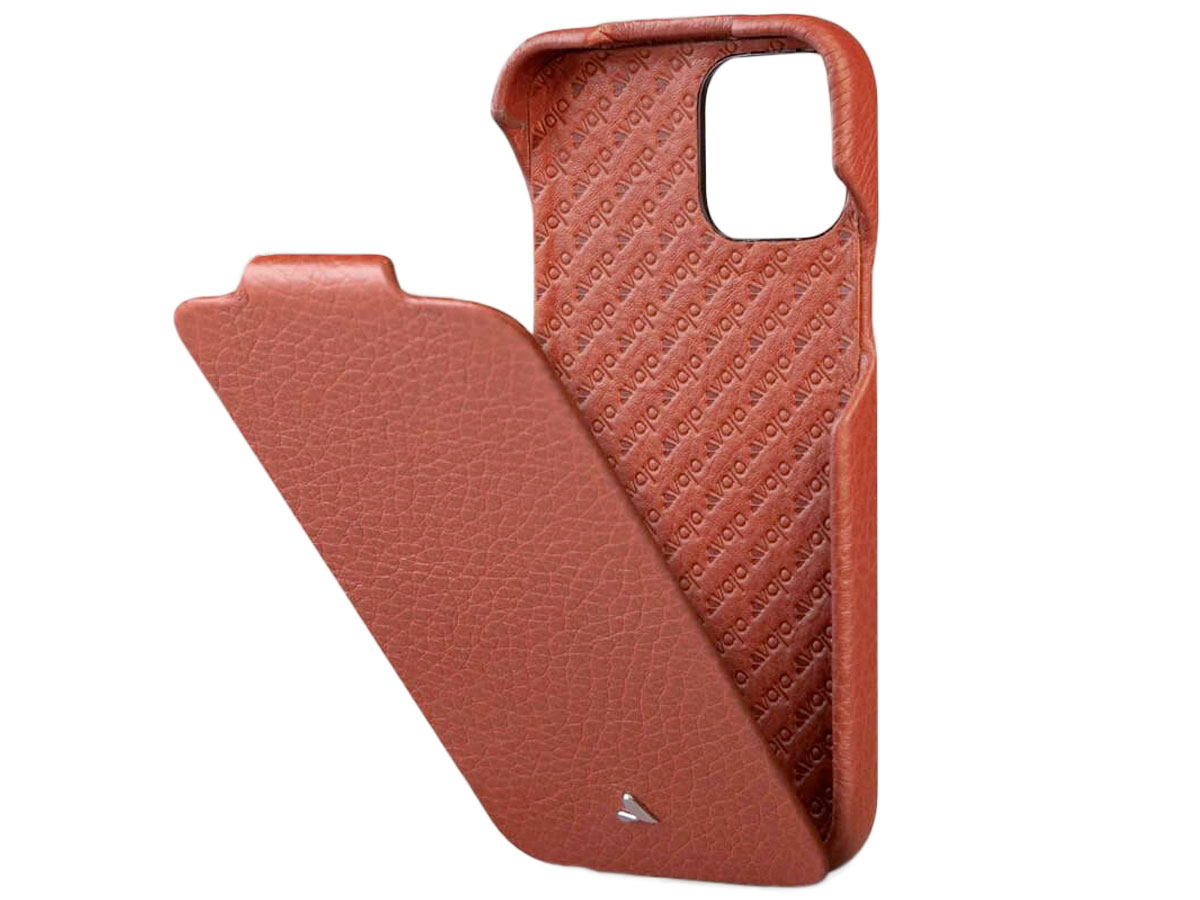 Vaja Top MagSafe Leather Flipcase Cognac - iPhone 12/12 Pro Hoesje Leer