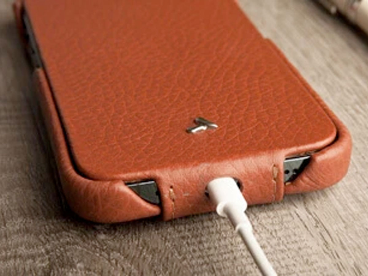 Vaja Top MagSafe Leather Flipcase Cognac - iPhone 12/12 Pro Hoesje Leer