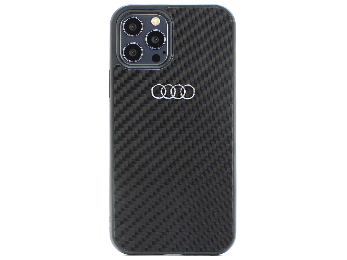 Audi Carbon-Fiber Case Zwart - iPhone 12 Pro Max hoesje