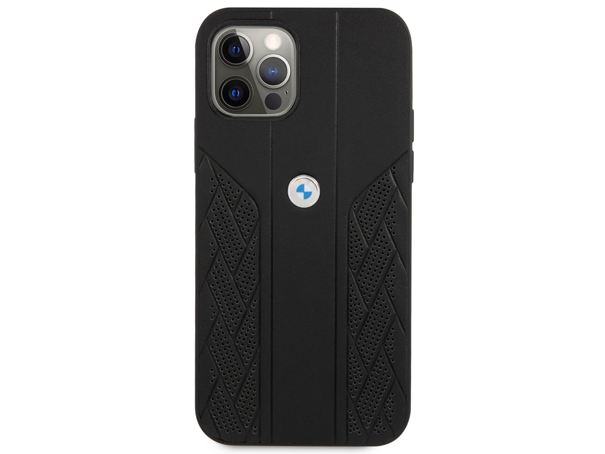 BMW Signature Leather Seat Case Zwart - iPhone 12 Pro Max hoesje