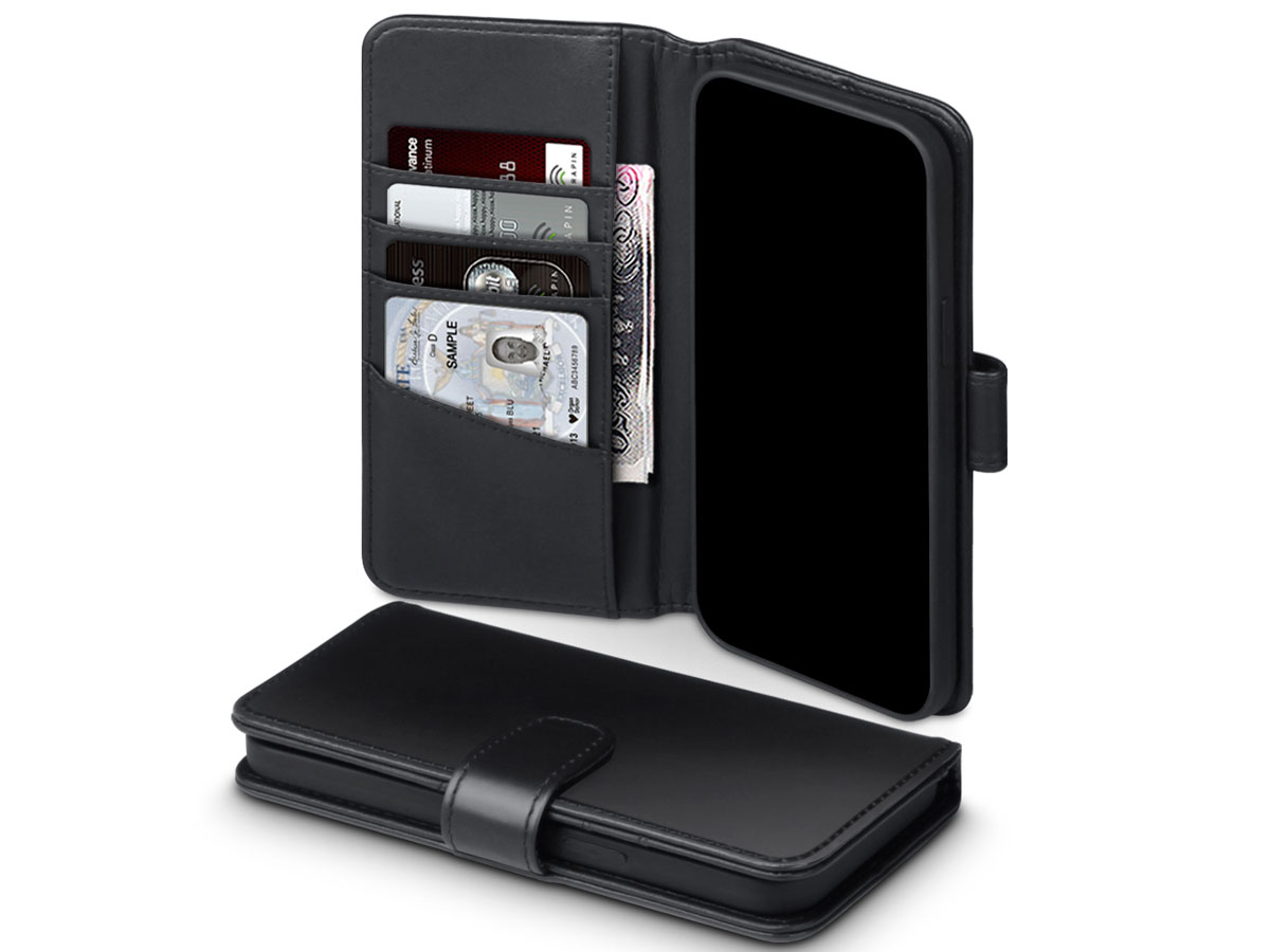 CaseBoutique Leather Wallet Zwart Leer - iPhone 12 Pro Max hoesje
