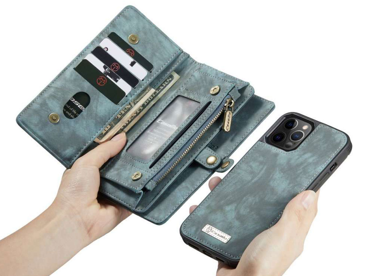 CaseMe 2in1 Wallet Case met Ritsvak Blauw - iPhone 12 Pro Max Hoesje