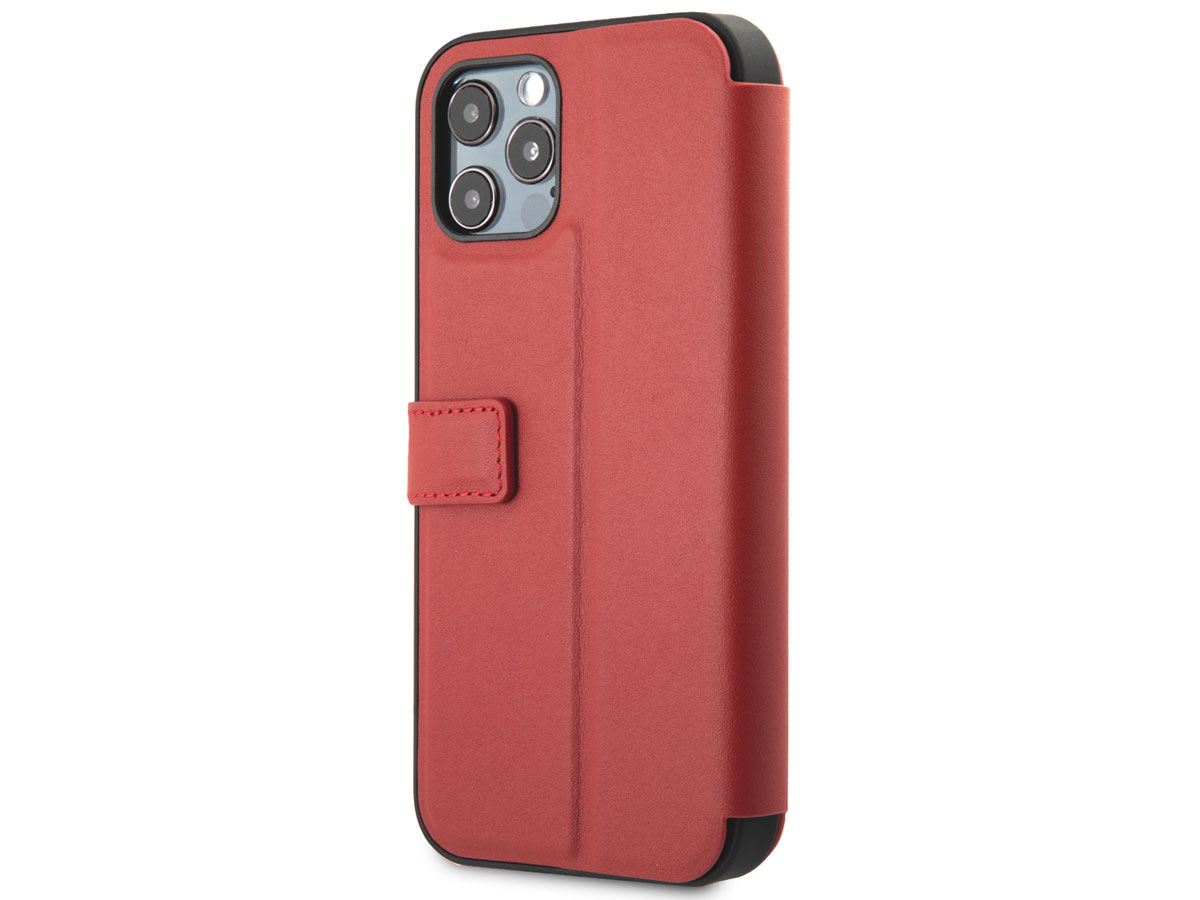 Ferrari Off Track Perforated Leather Bookcase Rood - iPhone 12 Pro Max Hoesje