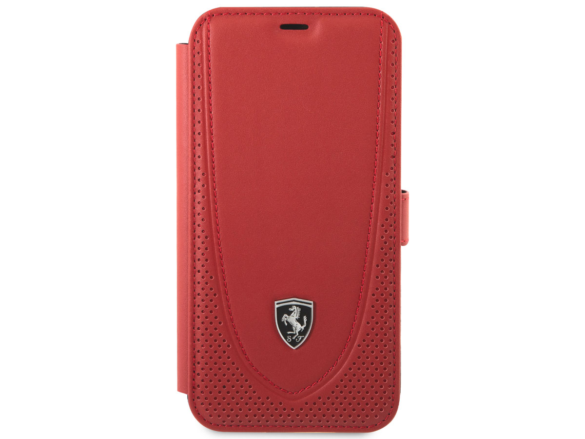 Ferrari Off Track Perforated Leather Bookcase Rood - iPhone 12 Pro Max Hoesje