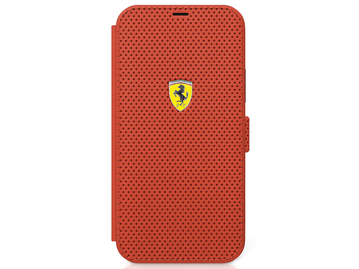 Ferrari On Track Perforated Bookcase Rood - iPhone 12 Pro Max Hoesje