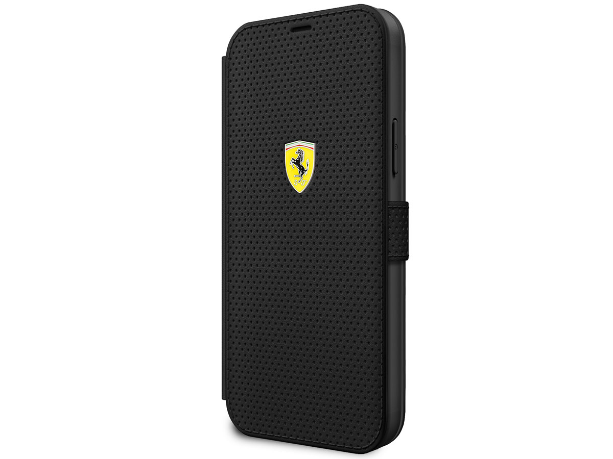 Ferrari On Track Perforated Bookcase Zwart - iPhone 12 Pro Max Hoesje