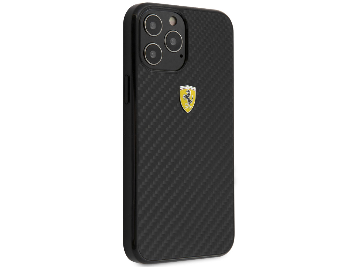 Ferrari Carbon Hard Case Zwart - iPhone 12 Pro Max Hoesje