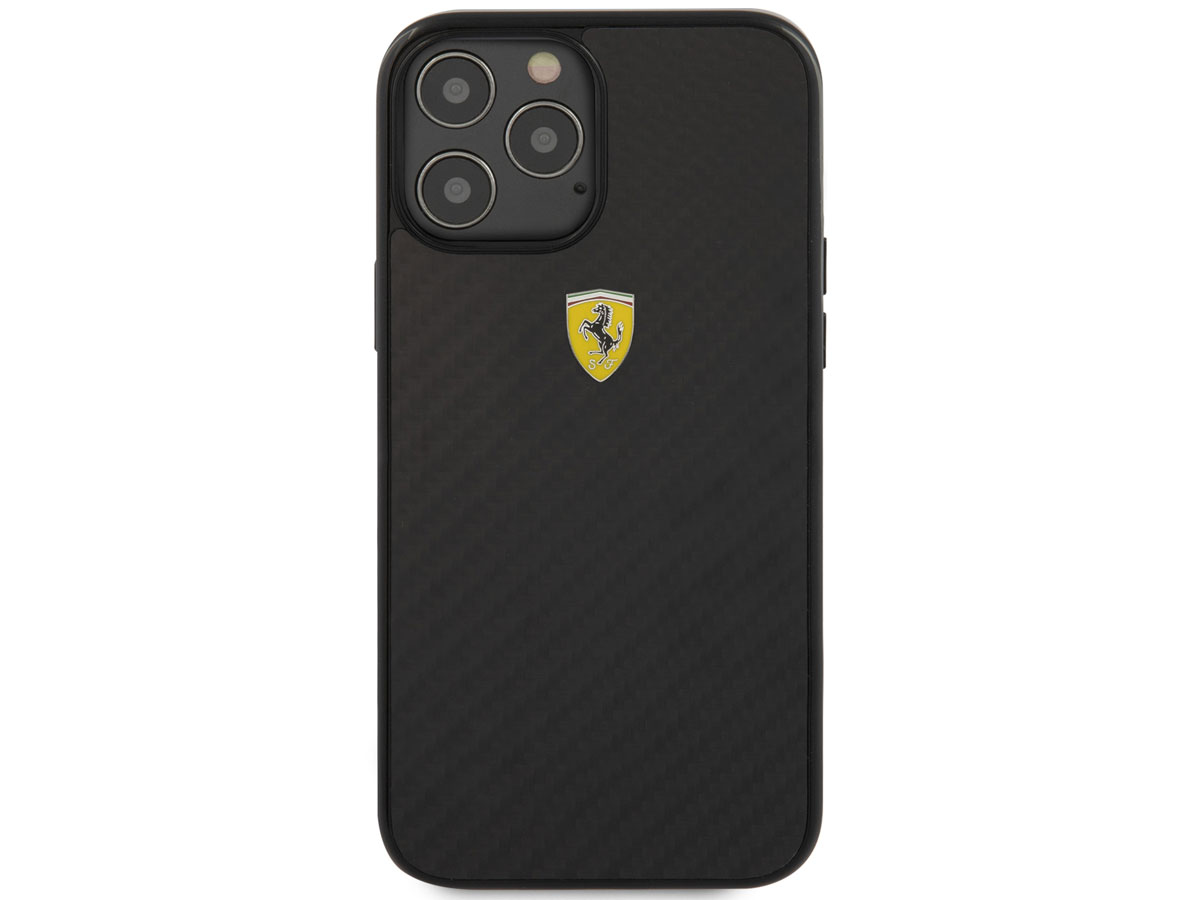 Ferrari Carbon Hard Case Zwart - iPhone 12 Pro Max Hoesje