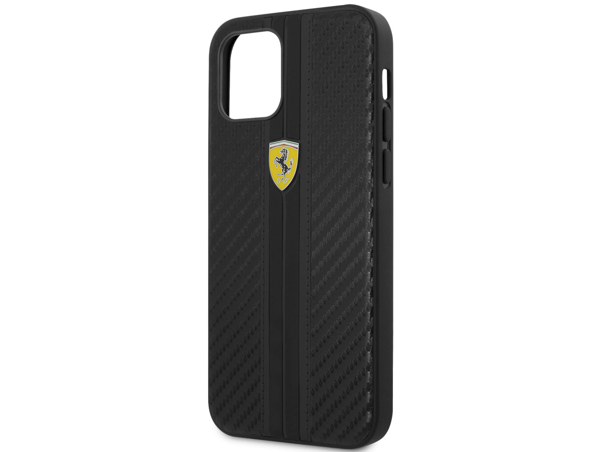 Ferrari Carbon PU Case Zwart - iPhone 12 Pro Max Hoesje
