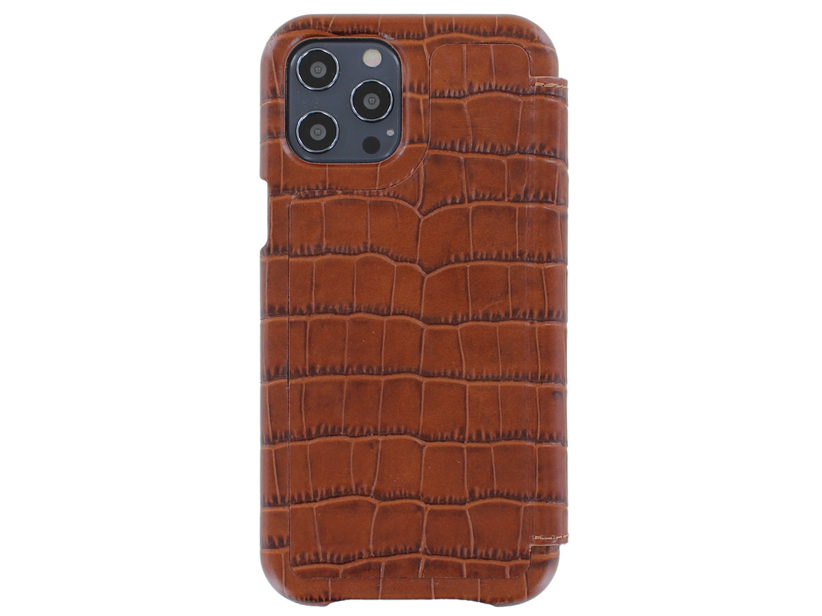 Graffi Oyster Croco Cognac Leer - iPhone 12 Pro Max hoesje