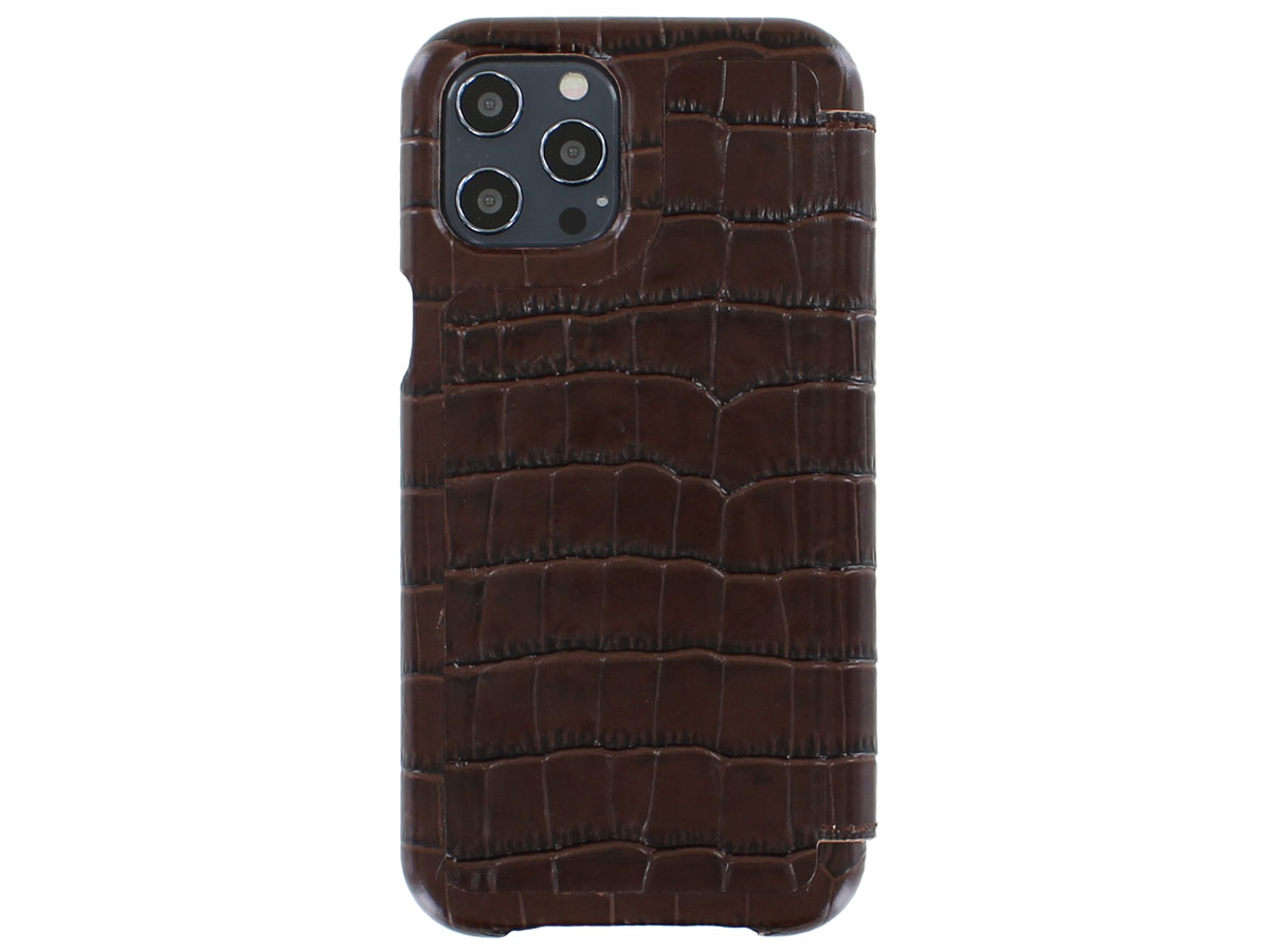 Graffi Oyster Croco Bruin Leer - iPhone 12 Pro Max hoesje