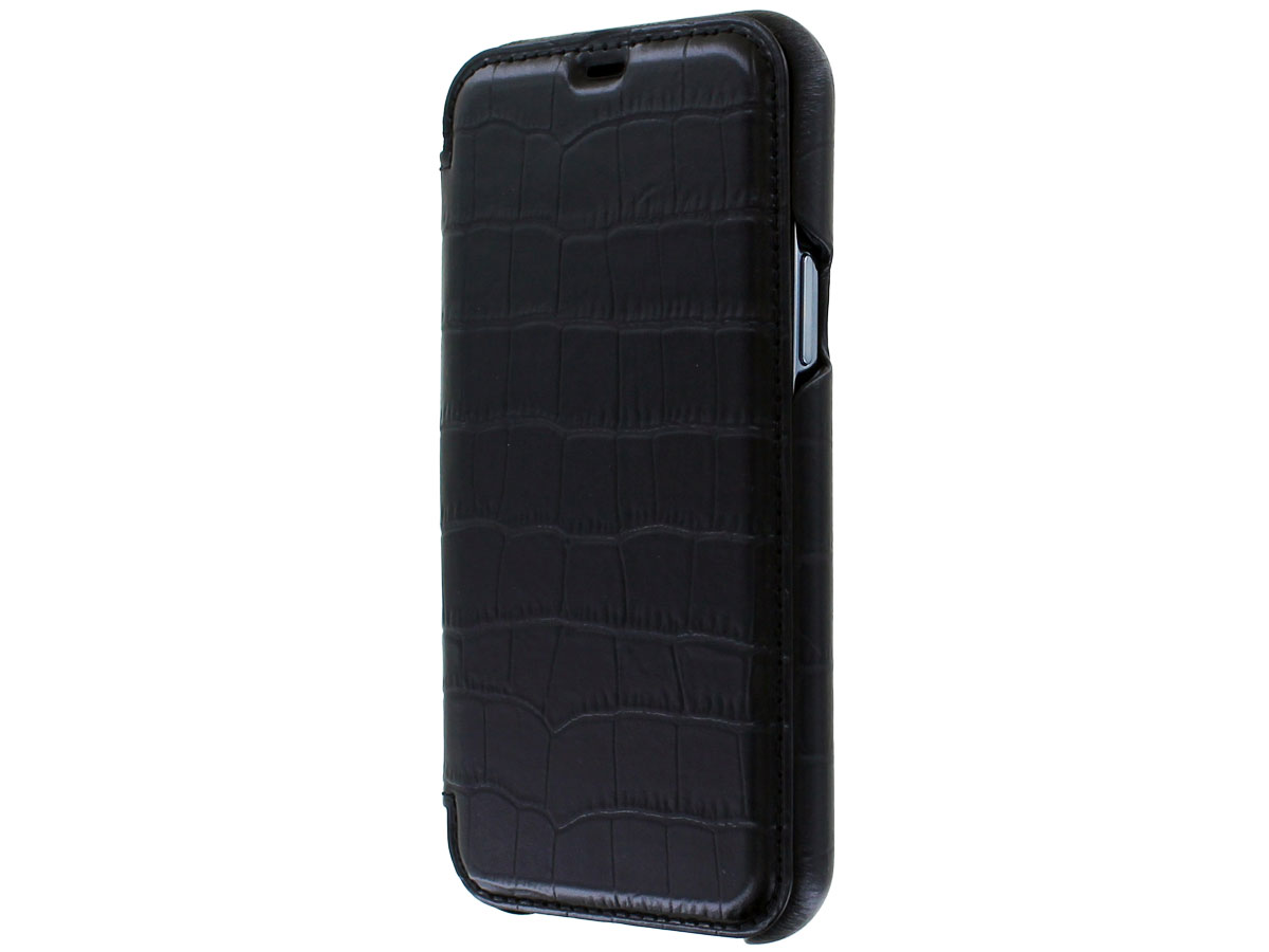 Graffi Oyster Croco Zwart Leer - iPhone 12 Pro Max hoesje